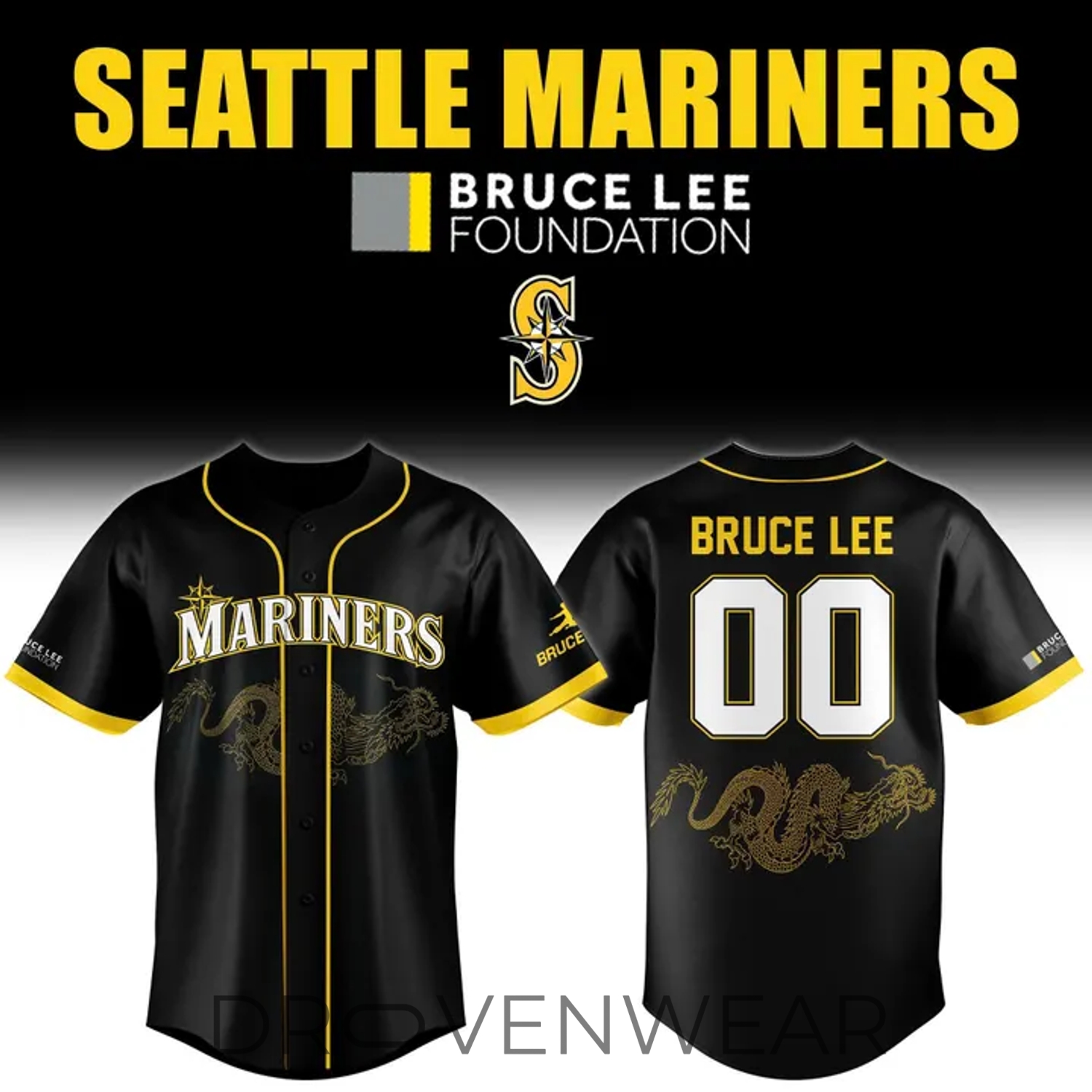 Seattle Mariners Bruce Lee Heritage Night 2026 Custom Baseball Jersey Seattle Mariners Bruce Lee Heritage Night 2026 Custom Baseball Jersey