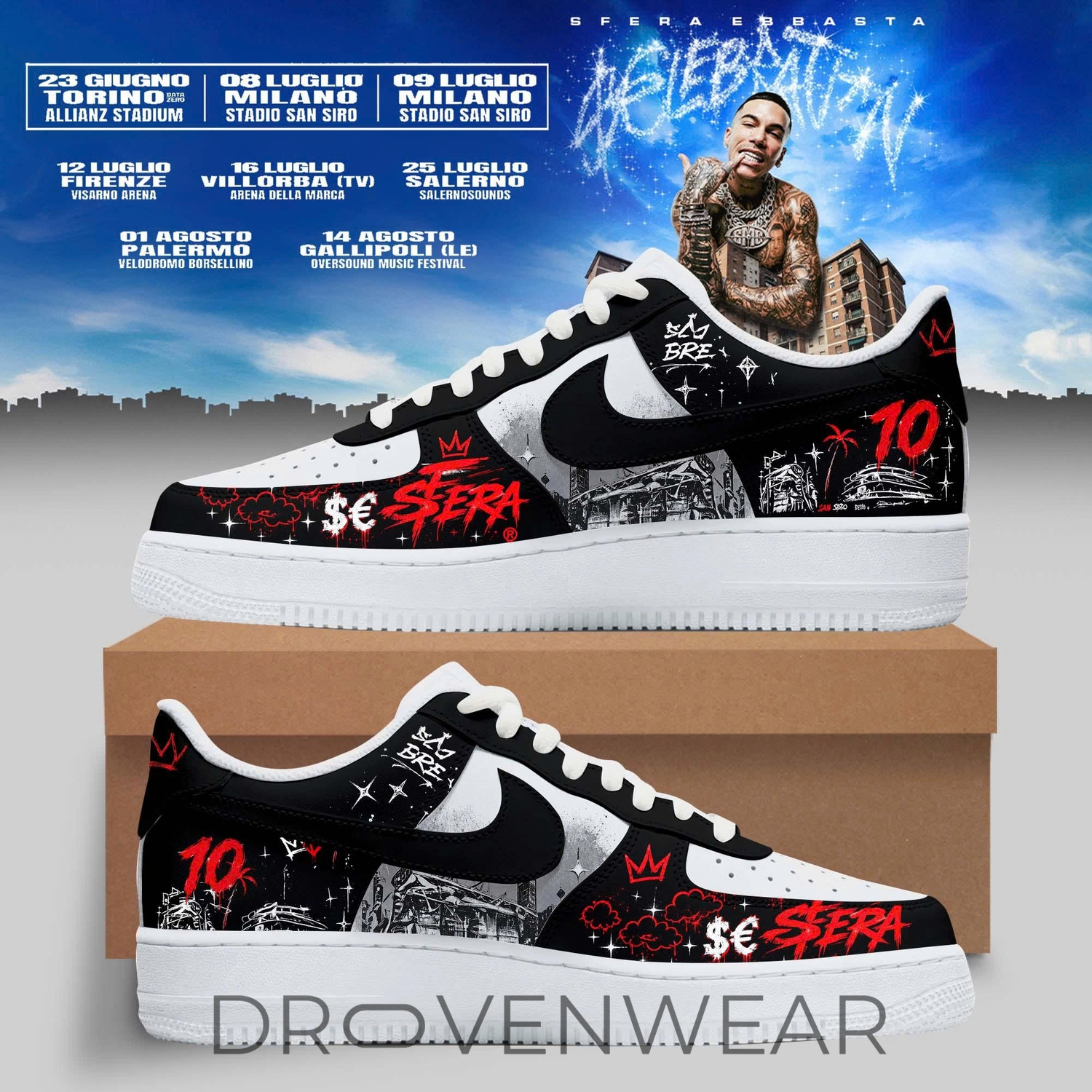 Sfera Ebbasta Celebration Tour 2026 Air Force 1 Shoes Sfera Ebbasta Celebration Tour 2026 Air Force 1 Shoes
