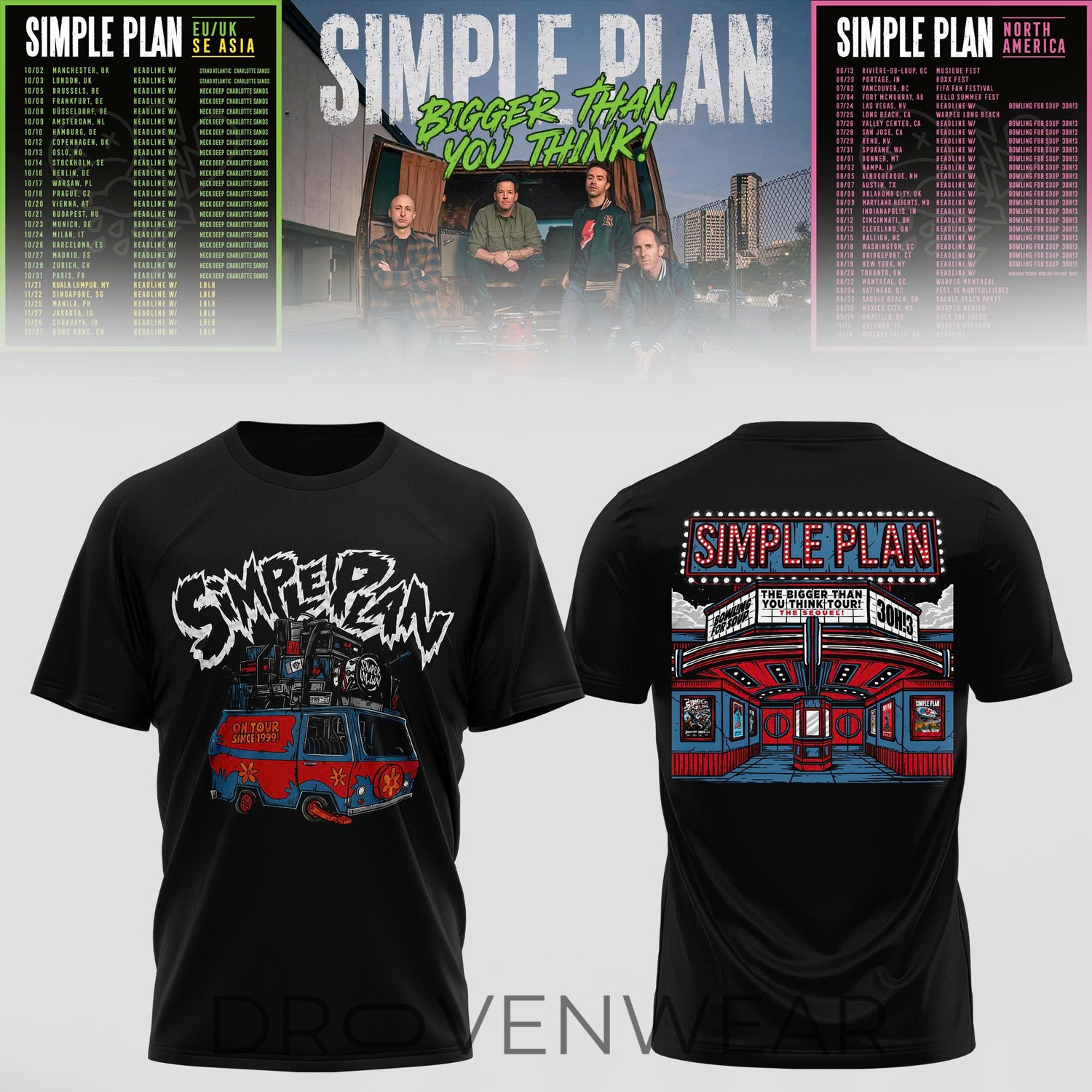 Simple Plan Bigger Than You Think Tour Graphic Shirt Simple Plan Bigger Than You Think Tour Graphic Shirt