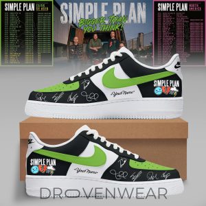 Simple Plan Bigger Than You Think Tour Green AF1 Sneakers by Drovenwear.com