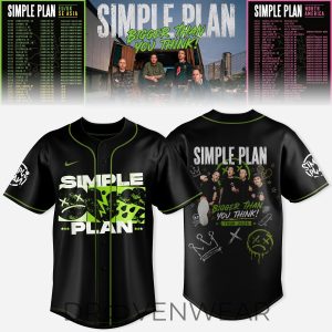 Simple Plan Bigger Than You Think Tour Green Baseball Jersey by Drovenwear.com