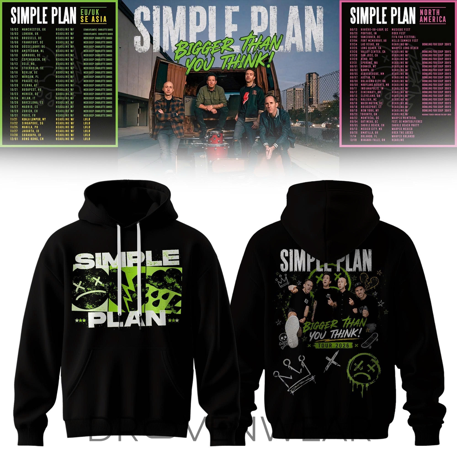 Simple Plan Bigger Than You Think Tour Hoodie V3 Simple Plan Bigger Than You Think Tour Hoodie V3