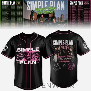 Simple Plan Bigger Than You Think Tour Pink Baseball Jersey by Drovenwear.com