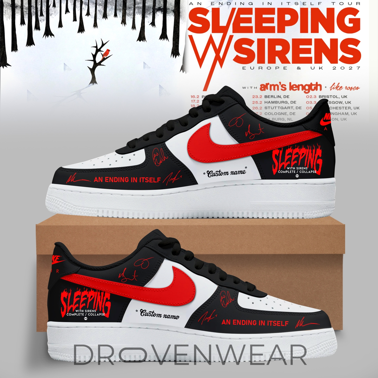 Sleeping With Sirens An Ending In Itself AF1 Inspired Shoes Sleeping With Sirens An Ending In Itself AF1 Inspired Shoes