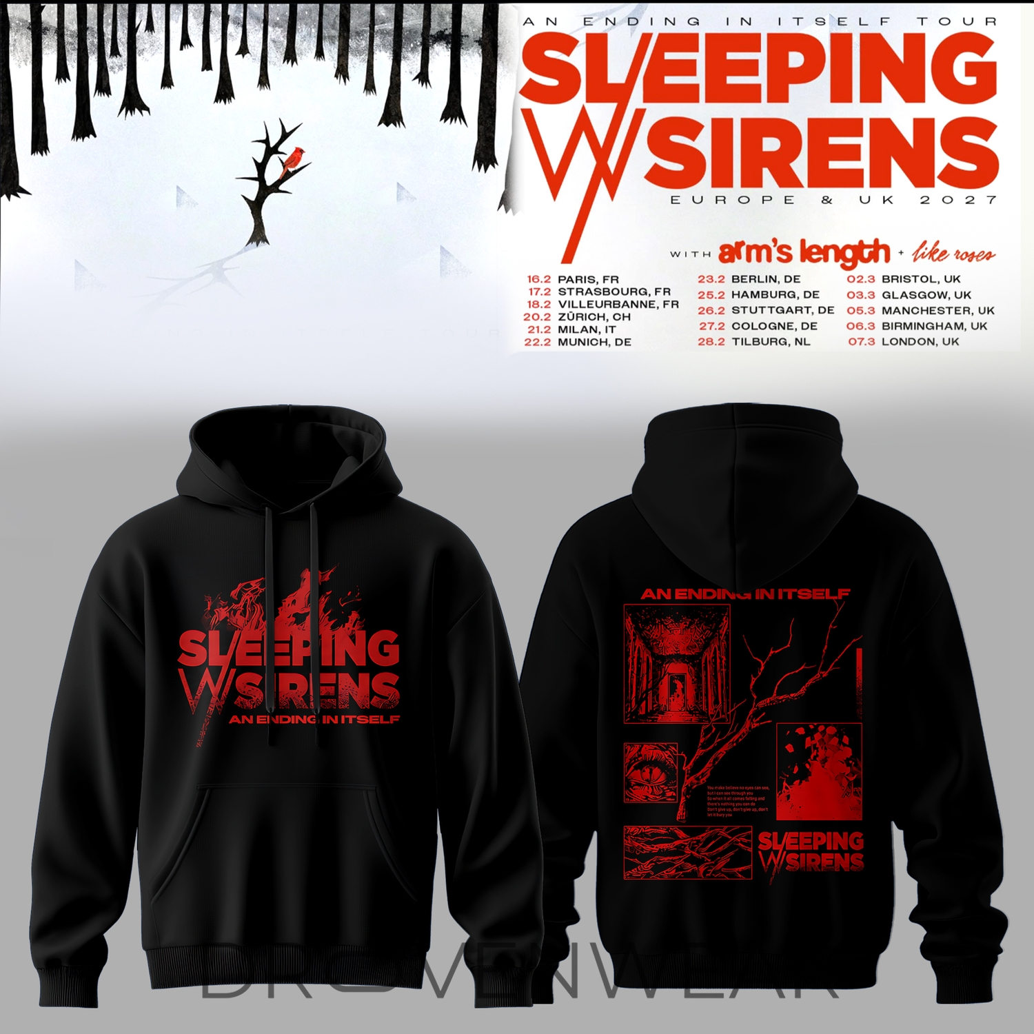 Sleeping With Sirens An Ending In Itself Tour 2026 Hoodie Sleeping With Sirens An Ending In Itself Tour 2026 Hoodie