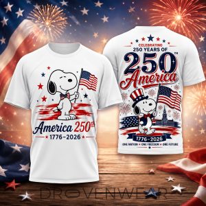 Snoopy America 250th Anniversary Celebration Premium 3D Shirt by Drovenwear.com
