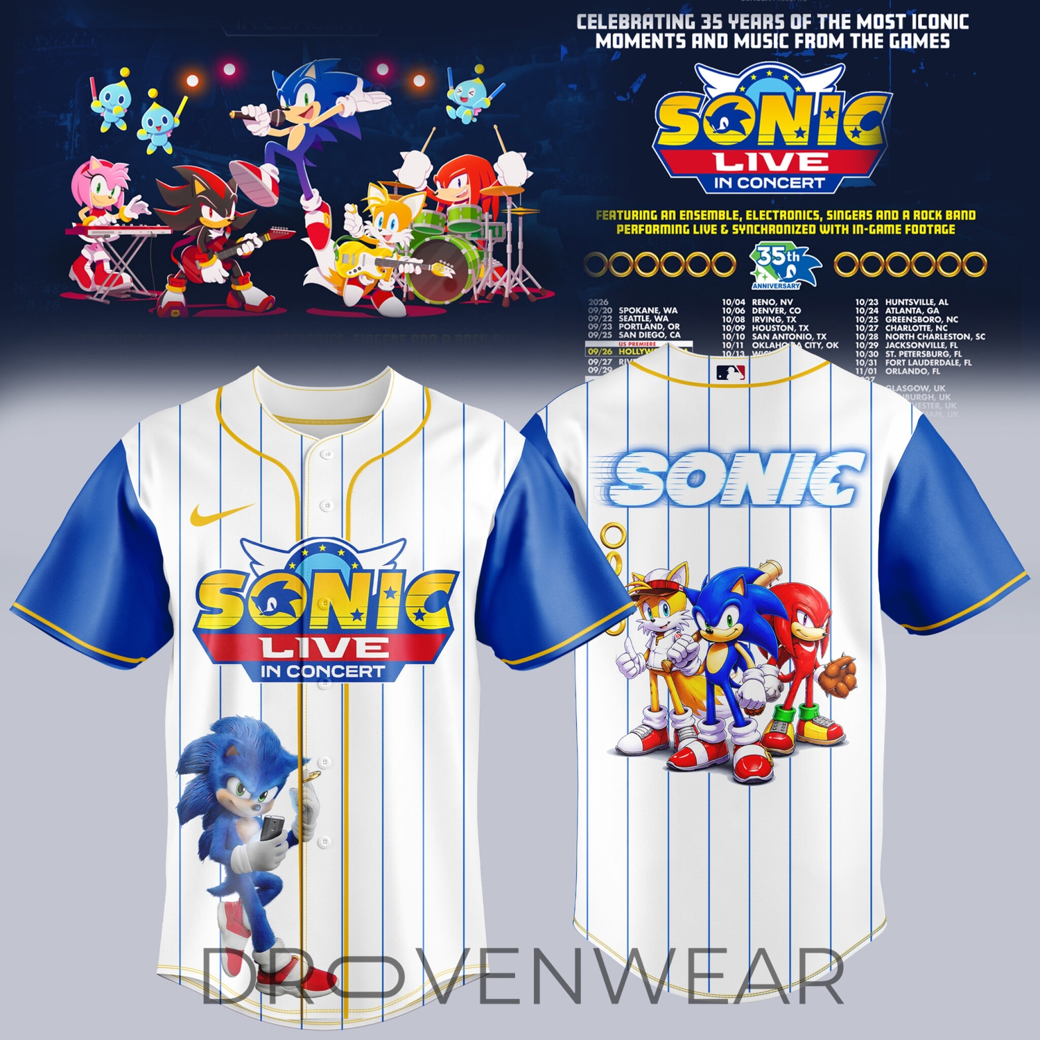 Sonic Live Concert 35th Anniversary Baseball Jersey 2026 Sonic Live Concert 35th Anniversary Baseball Jersey 2026
