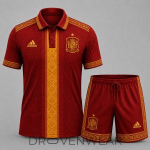 Spain FIFA World Cup 2026 Cultural Polo Shorts Set by Drovenwear.com
