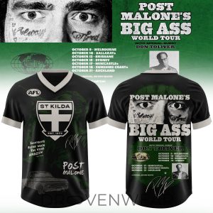 St Kilda FC Post Malone Global Tour 2026 Football Jersey by Drovenwear.com