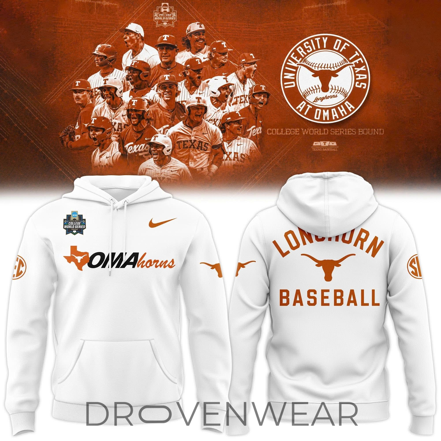 Texas Longhorns 2026 NCAA Baseball Omaha Hoodie Texas Longhorns 2026 NCAA Baseball Omaha Hoodie