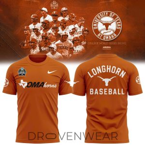 Texas Longhorns 2026 Omaha NCAA Baseball Orange Tee V2 by Drovenwear.com