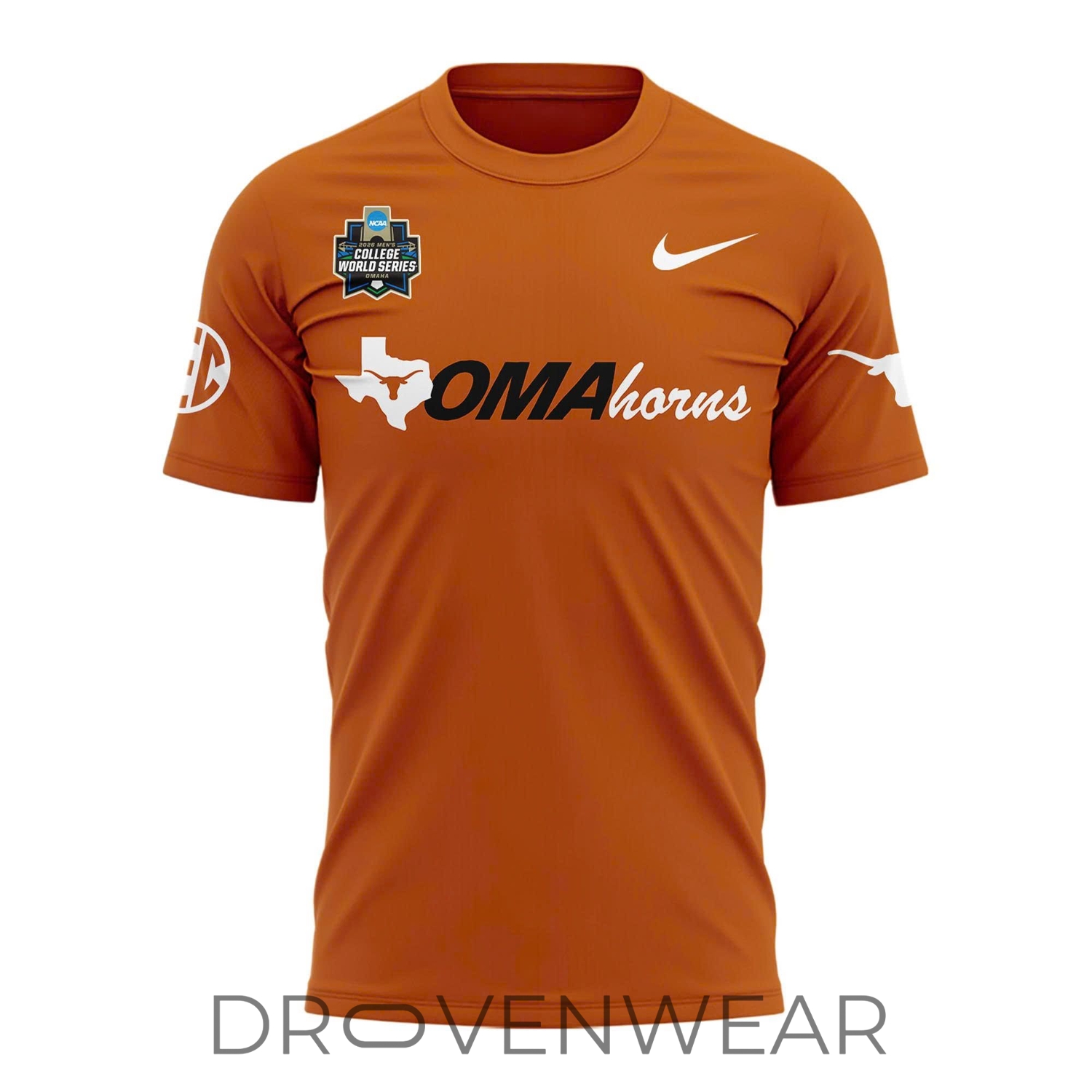 Texas Longhorns 2026 Omaha NCAA Baseball Orange Tee V2 Texas Longhorns 2026 Omaha NCAA Baseball Orange Tee V2