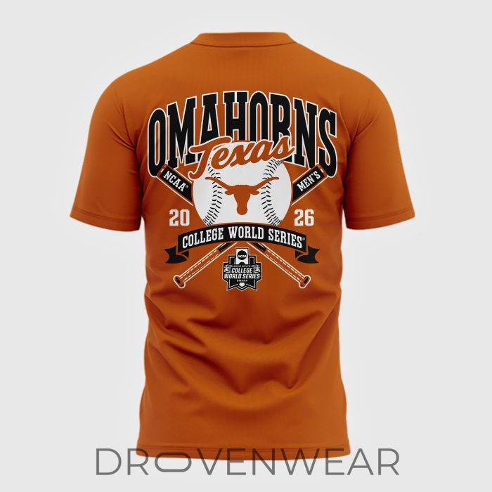 Texas Longhorns Omahorns Omaha Bound 2026 NCAA Baseball Fan T-Shirt - Image 3