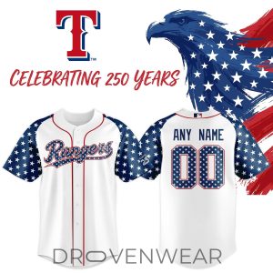 Texas Rangers Americas 250th Baseball Jersey by Drovenwear.com