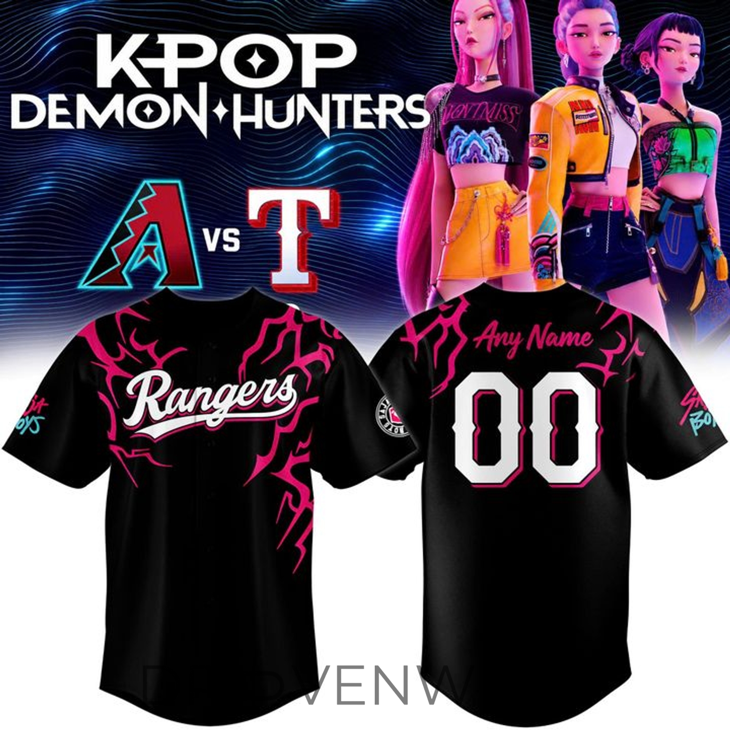 Texas Rangers X Saja Boys KPop Demon Hunters Baseball Jersey 2026 Texas Rangers X Saja Boys KPop Demon Hunters Baseball Jersey 2026