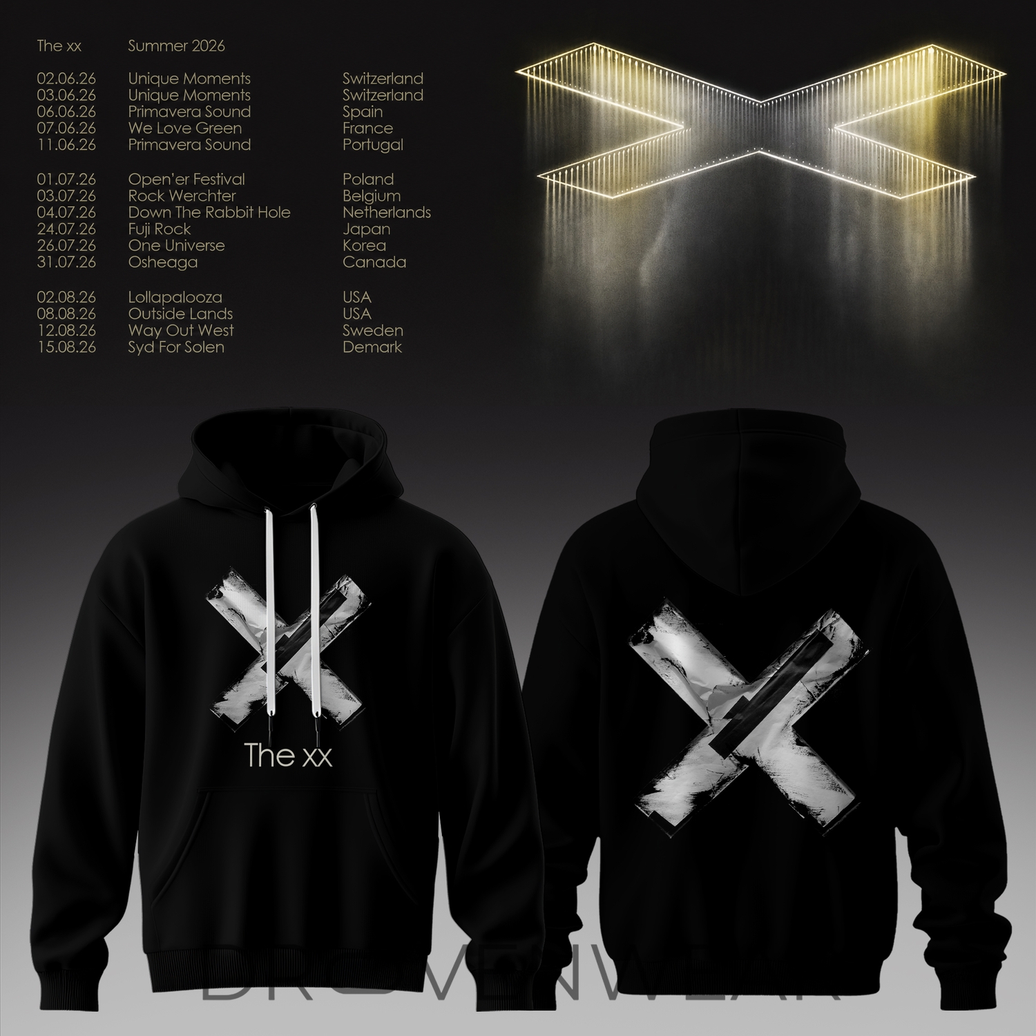 The XX Summer Tour 2026 Premium Black Hoodie The XX Summer Tour 2026 Premium Black Hoodie
