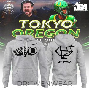 Tokyo Oregon Football Showcase Hoodie Gray by Drovenwear.com