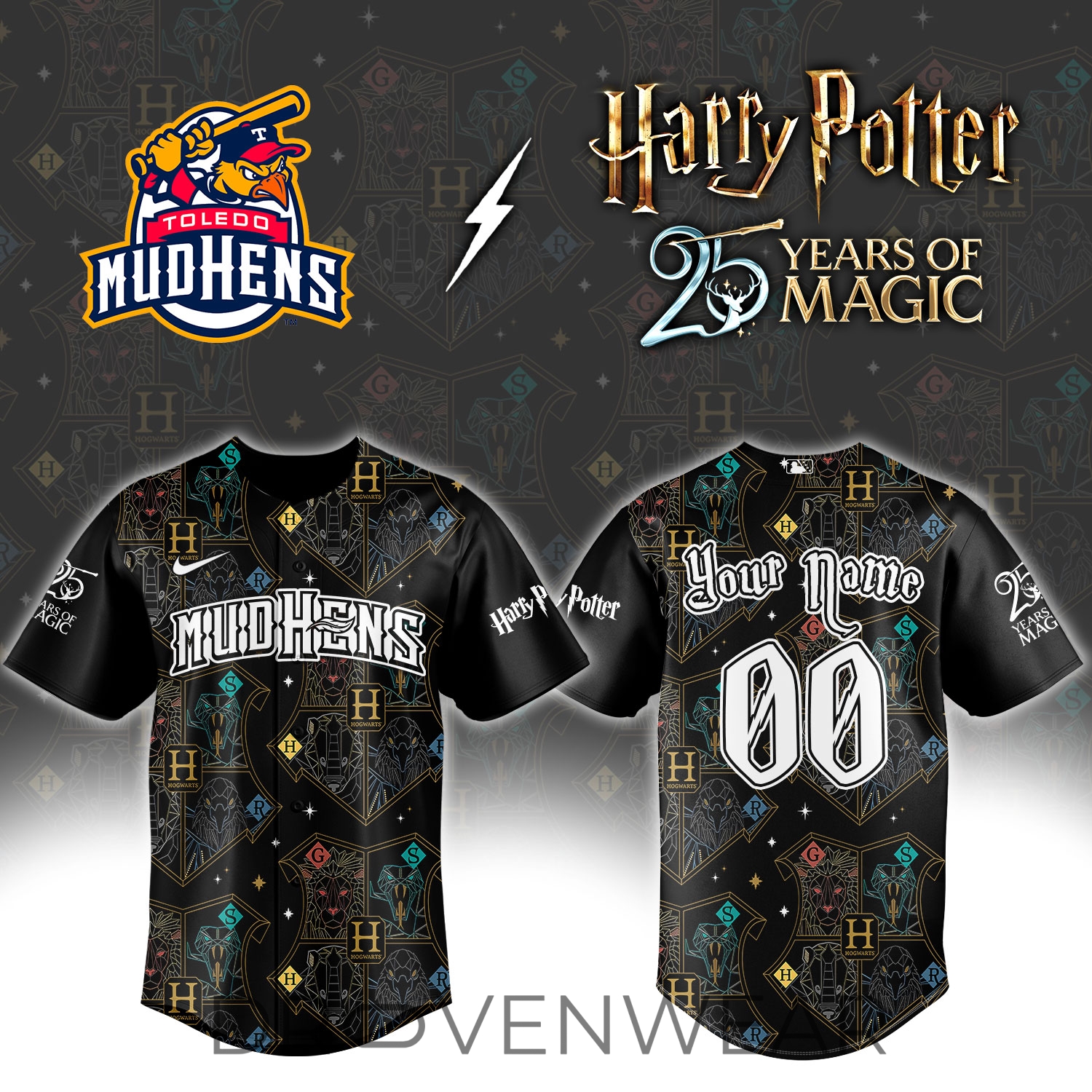 Toledo Mud Hens Harry Potter 25th Anniversary Magic Baseball Jersey Toledo Mud Hens Harry Potter 25th Anniversary Magic Baseball Jersey