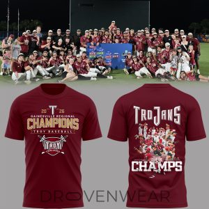Troy Baseball Gainesville Regional Champions 2026 TShirt by Drovenwear.com