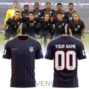 US Soccer World Cup Away Custom Name TShirt 2026 by Drovenwear.com