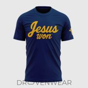 West Virginia Mountaineers JESUS WON Navy Graphic Shirt 2026 - Image 2