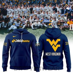 West Virginia Mountaineers Omaha Baseball Blue Hoodie by Drovenwear.com