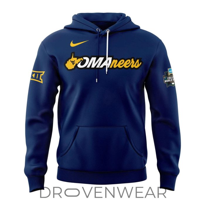 West Virginia Mountaineers Omaha Baseball Blue Hoodie - Image 2