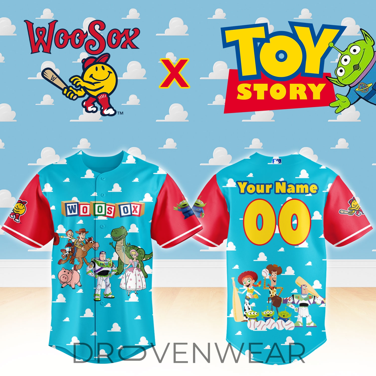 Worcester Red Sox Toy Story Night Exclusive Baseball Jersey Worcester Red Sox Toy Story Night Exclusive Baseball Jersey