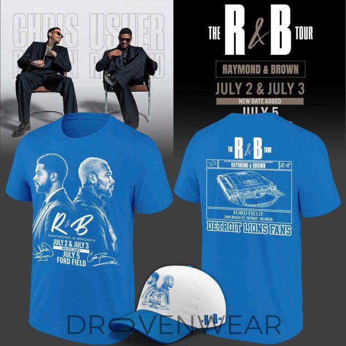 2026 Exclusive T-Shirt Signed Chris Brown & Usher Raymond x Detroit Lions "The R&B Tour" at Ford Field (Detroit) - Image 5