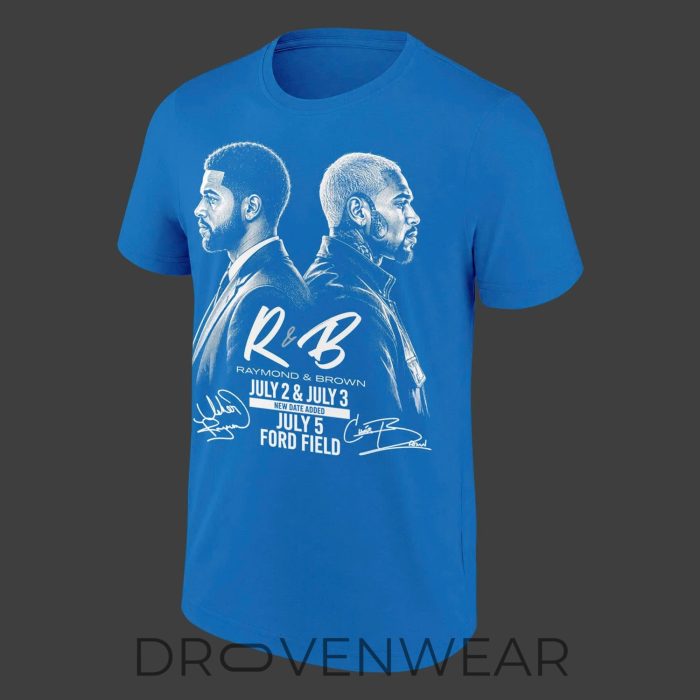 2026 Exclusive T-Shirt Signed Chris Brown & Usher Raymond x Detroit Lions "The R&B Tour" at Ford Field (Detroit) - Image 6