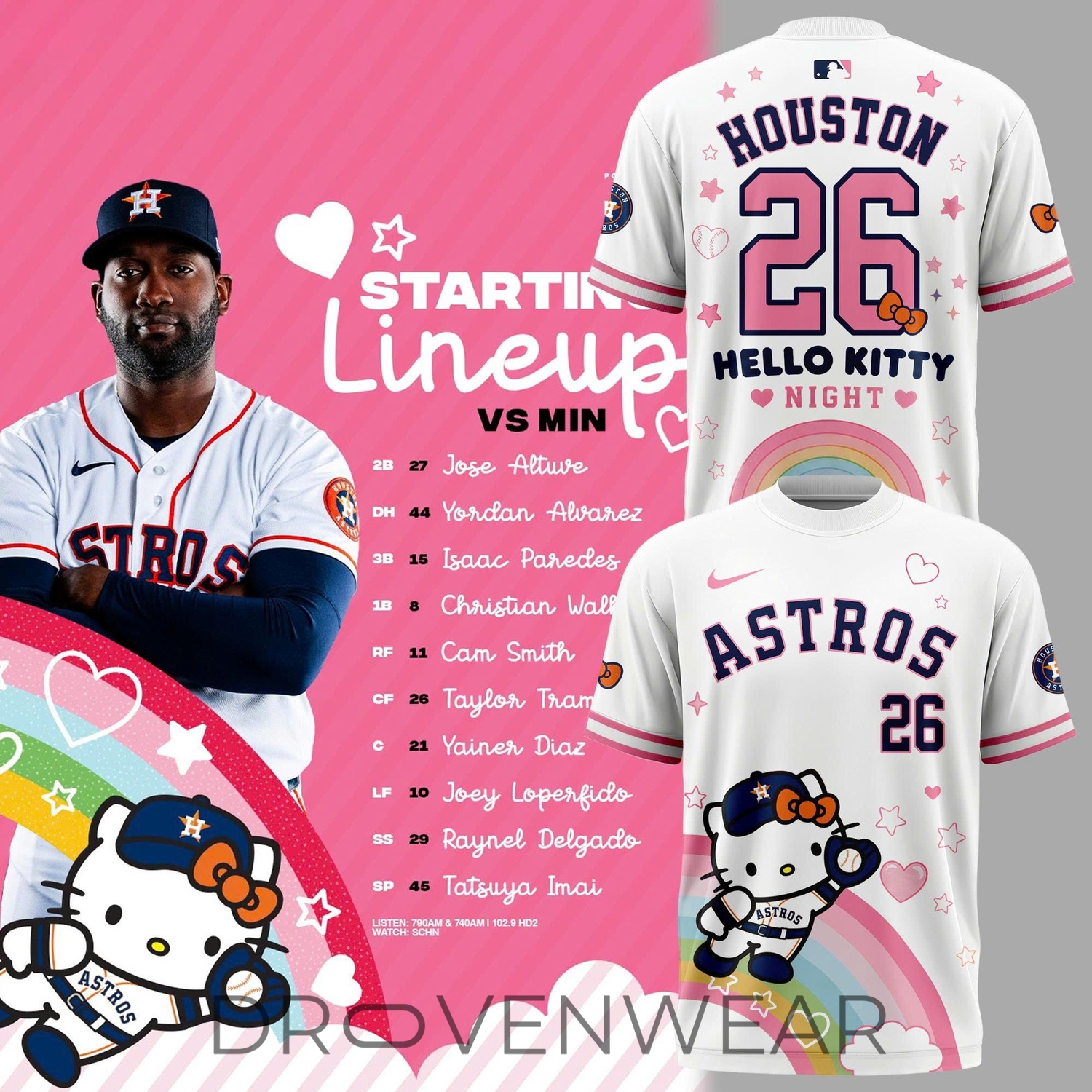 2026 Houston Astros x Hello Kitty Night T-Shirt 2026 Houston Astros x Hello Kitty Night T-Shirt