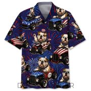 4th Of July Funny English Bulldog Hot Rod Hawaiian Shirt