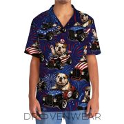 4th Of July Funny English Bulldog Hot Rod Hawaiian Shirt - Image 5