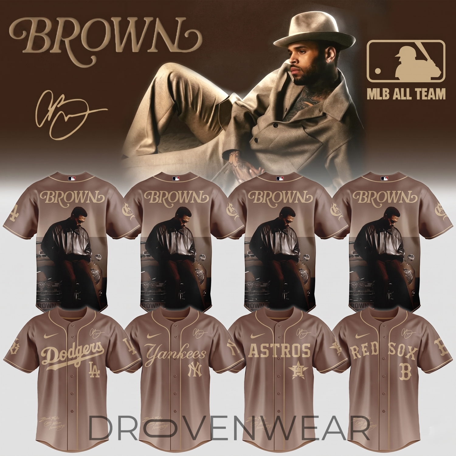 All MLB Teams x Brown The R&B Tour 2026 Edition Baseball Jersey All MLB Teams x Brown The R&B Tour 2026 Edition Baseball Jersey