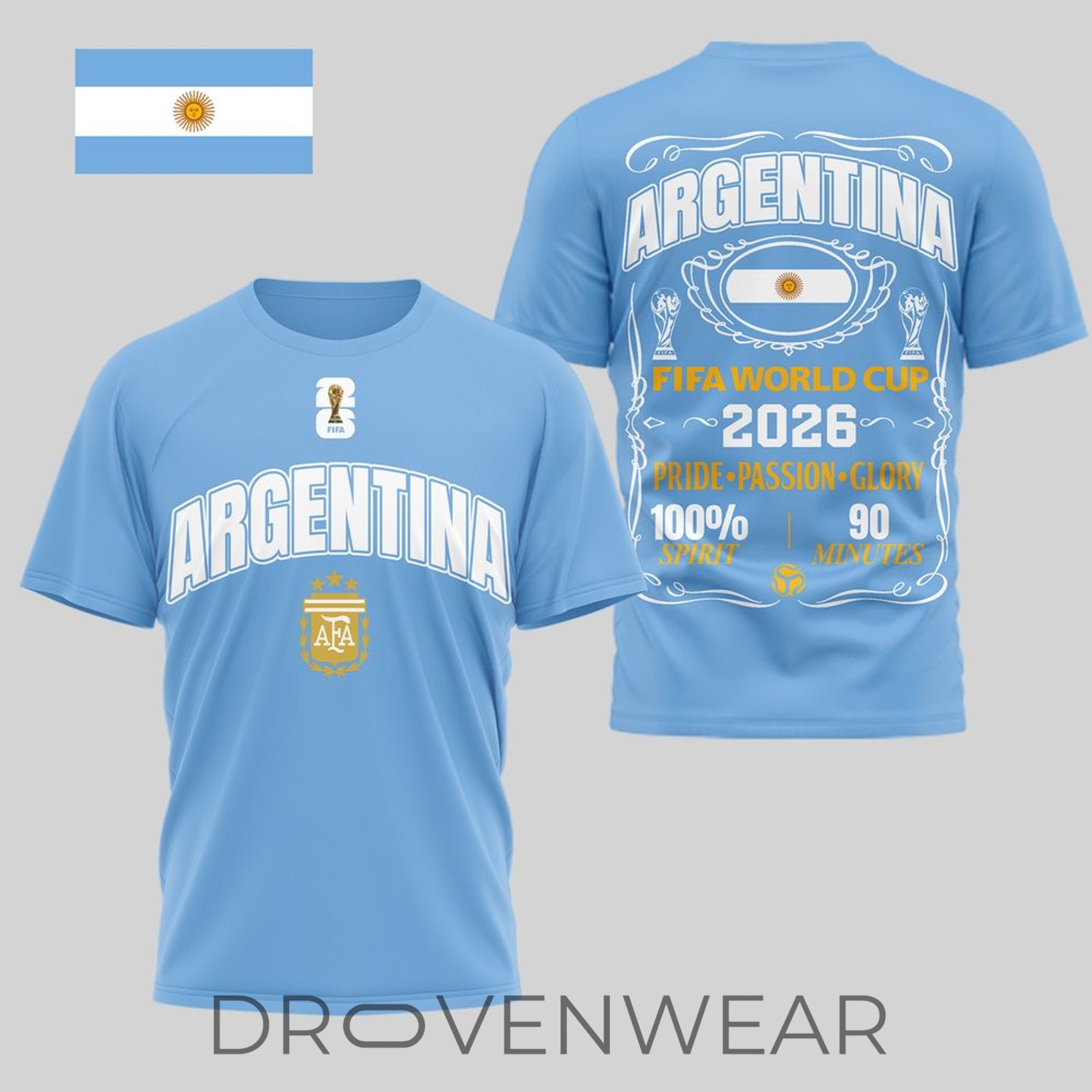 Argentina FIFA World Cup 2026 Pride Passion Glory Graphic T-Shirt Argentina FIFA World Cup 2026 Pride Passion Glory Graphic T-Shirt
