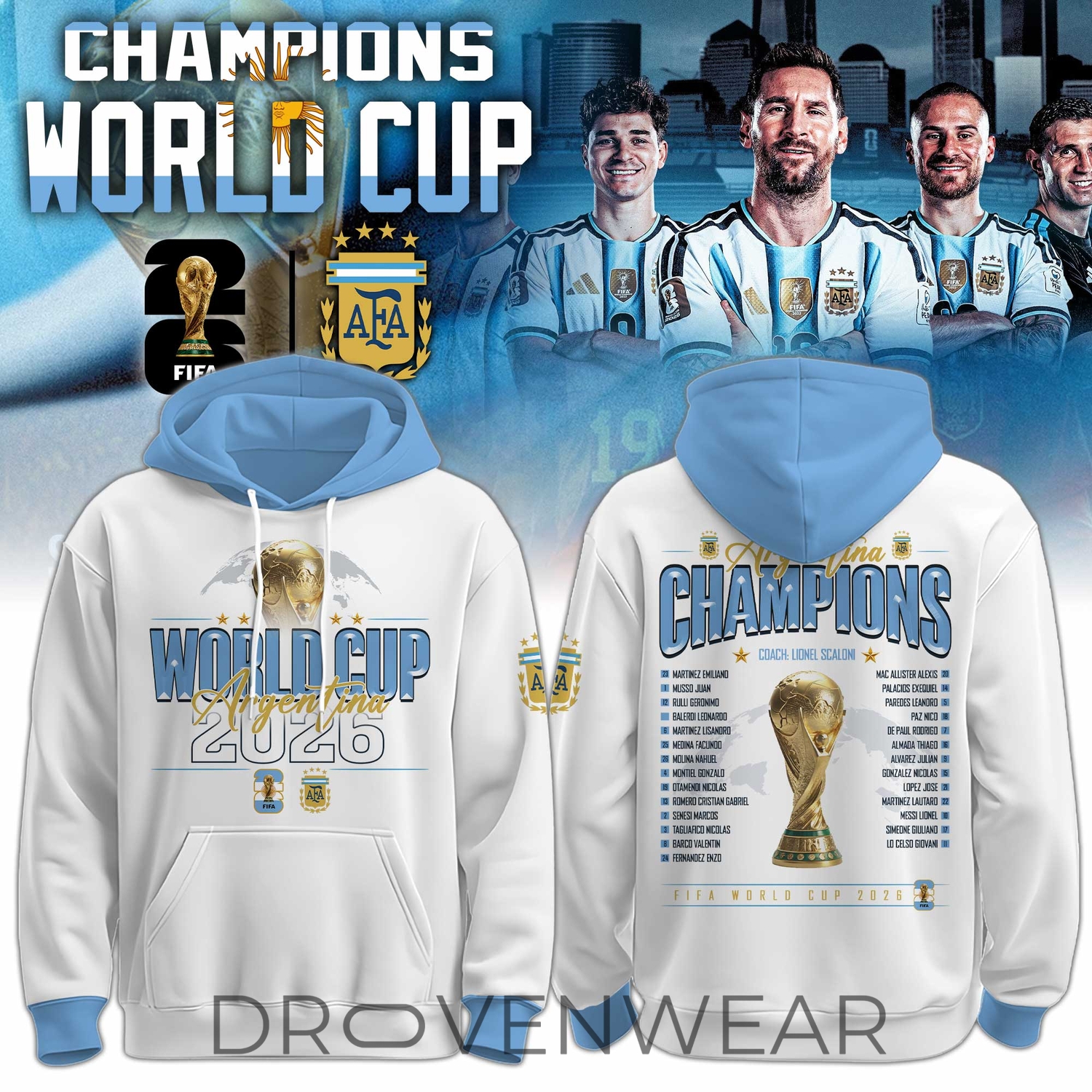 Argentina FIFA World Cup Champions 2026 Limited Hoodie Argentina FIFA World Cup Champions 2026 Limited Hoodie