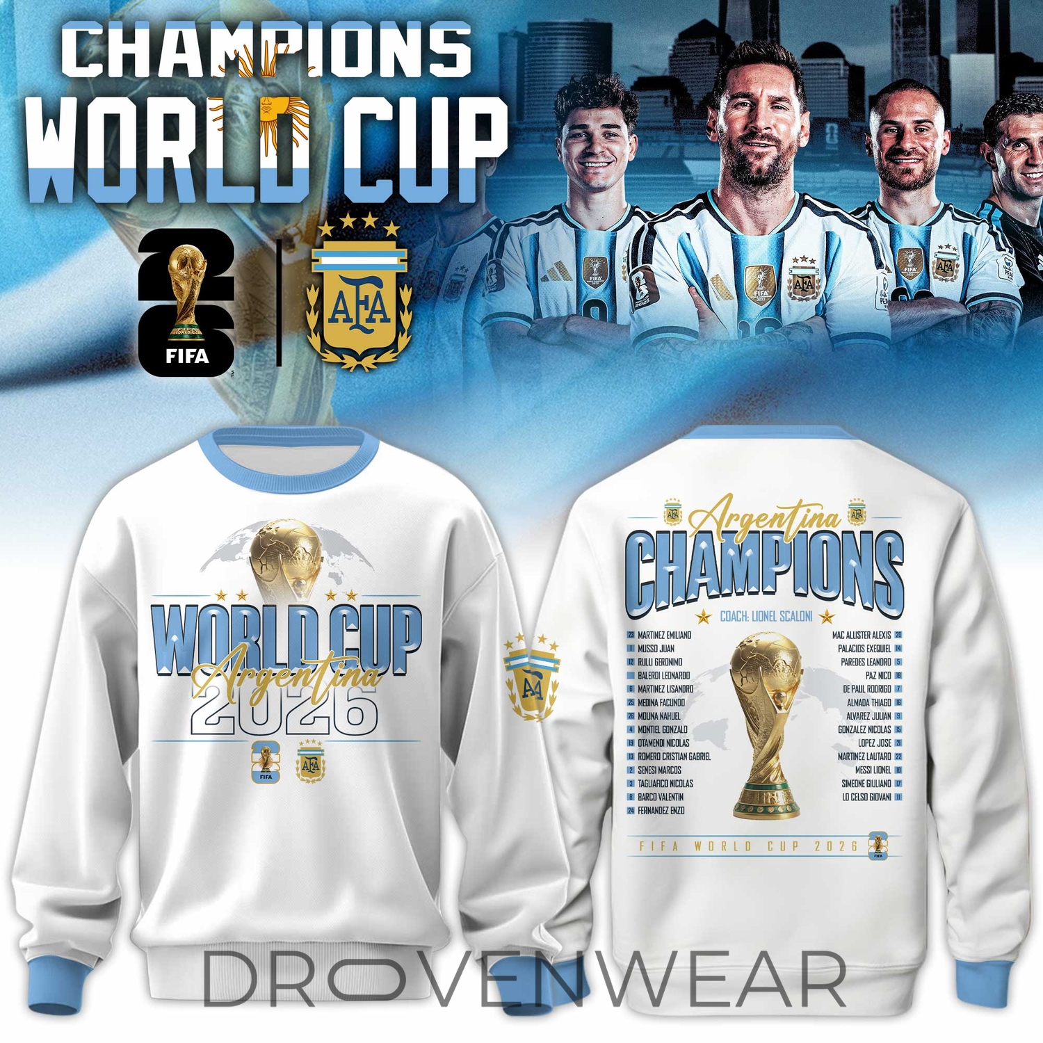 Argentina FIFA World Cup Champions 2026 Limited Sweatshirt Argentina FIFA World Cup Champions 2026 Limited Sweatshirt