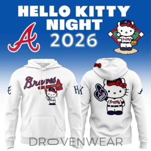 Atlanta Braves 2026 Hello Kitty Night Hoodie by Drovenwear.com