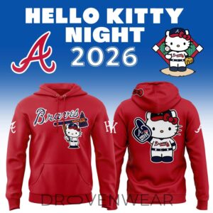 Atlanta Braves 2026 Hello Kitty Night Hoodie by Drovenwear.com