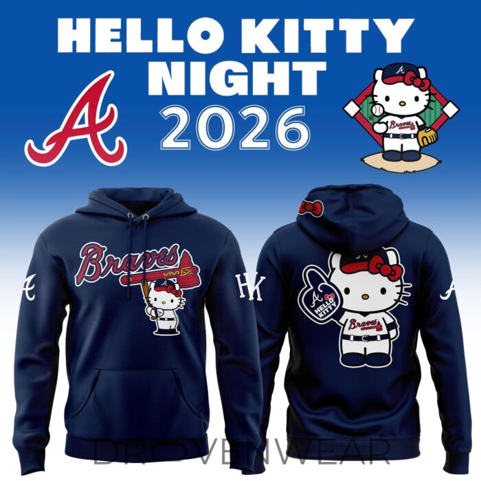 Atlanta Braves 2026 Hello Kitty Night Hoodie - Image 4