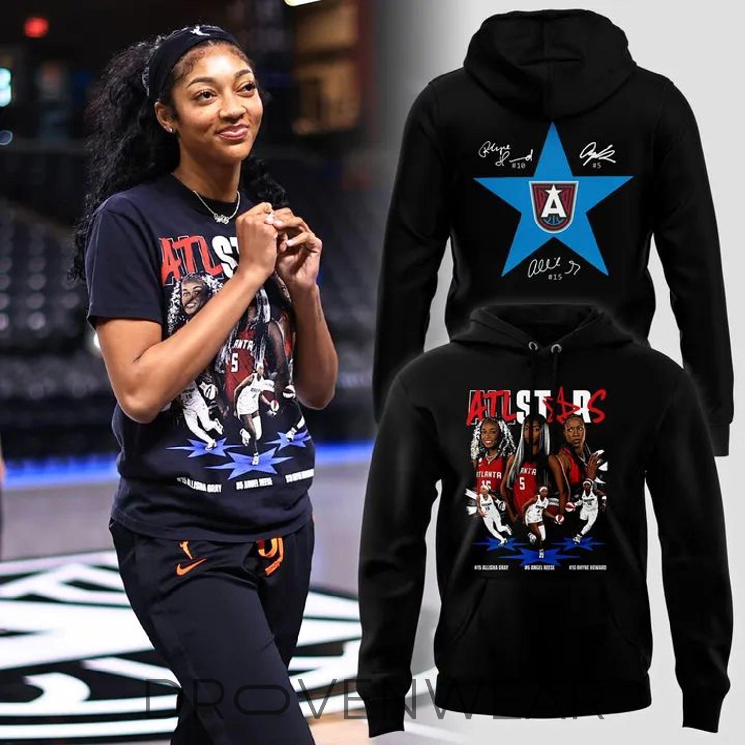 Atlanta Dream WNBA All-Star Allisha Gray Angel Reese Rhyne Howard Graphic Hoodie Atlanta Dream WNBA All-Star Allisha Gray Angel Reese Rhyne Howard Graphic Hoodie