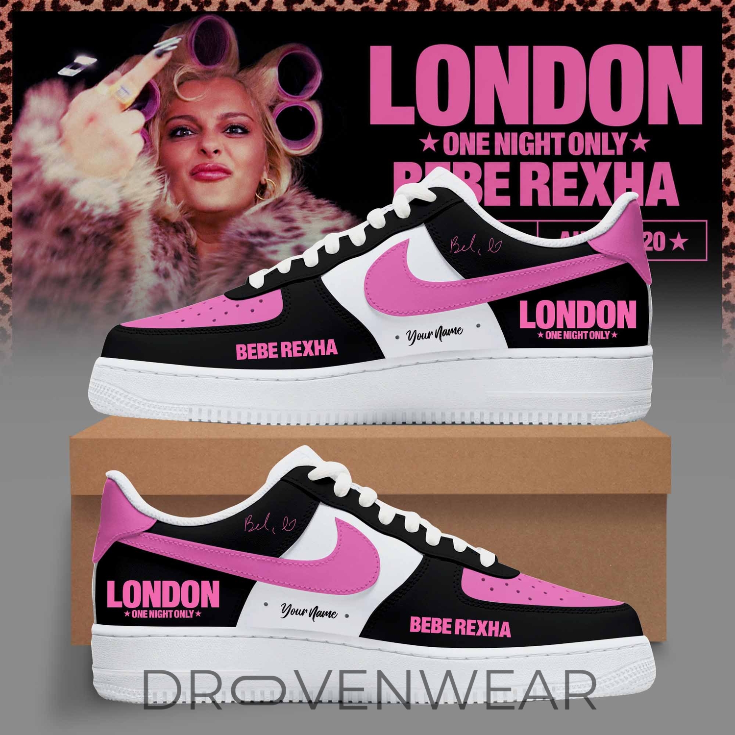 Bebe Rexha London 2026 Limited Edition Air Force 1 Shoes Black Bebe Rexha London 2026 Limited Edition Air Force 1 Shoes Black