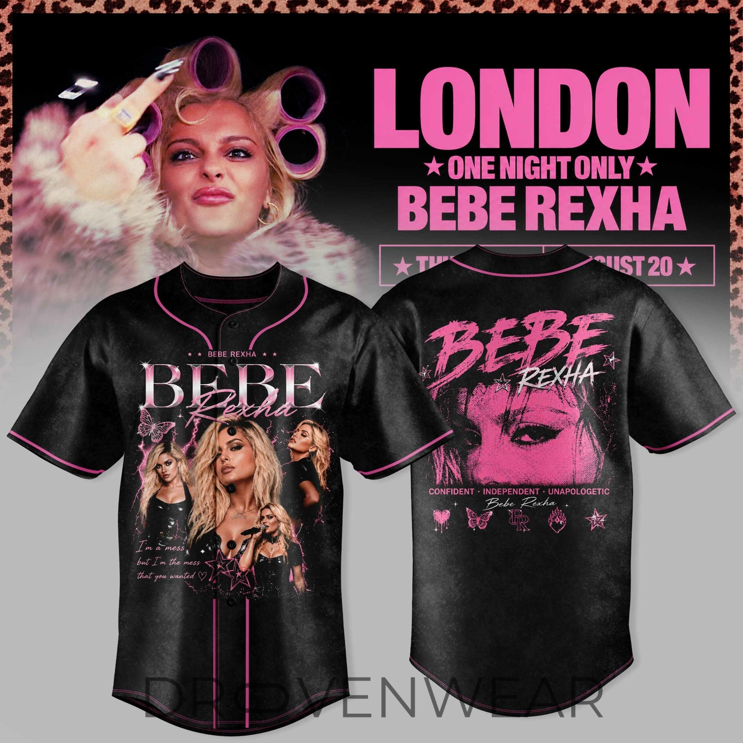 Bebe Rexha London UK Tour Baseball Jersey Collection Version 2 Bebe Rexha London UK Tour Baseball Jersey Collection Version 2