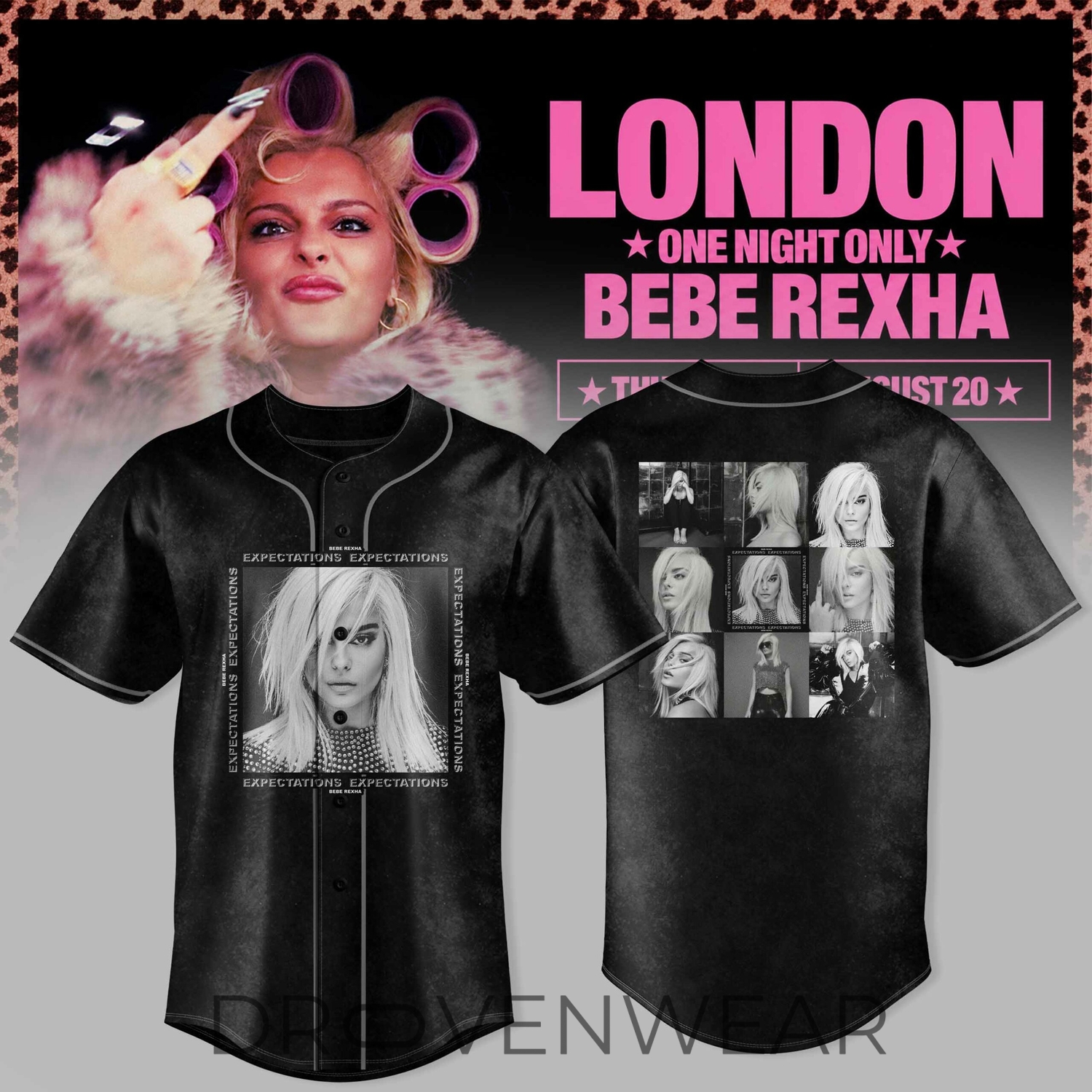 Bebe Rexha London UK Tour Baseball Jersey Collection Version 3 Bebe Rexha London UK Tour Baseball Jersey Collection Version 3