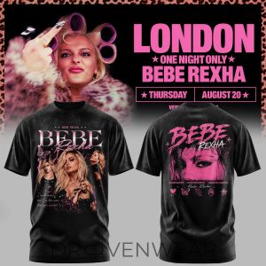 Bebe Rexha London UK Tour Graphic TShirt Collection Version 2 by Drovenwear.com