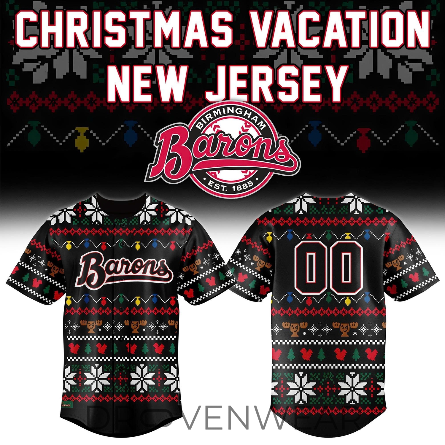 Birmingham Barons x Christmas Vacation Holiday Theme 2026 Baseball Jersey Birmingham Barons x Christmas Vacation Holiday Theme 2026 Baseball Jersey