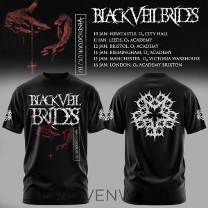 Black Veil Brides UK Tour 2026 Limited Edition TShirt by Drovenwear.com