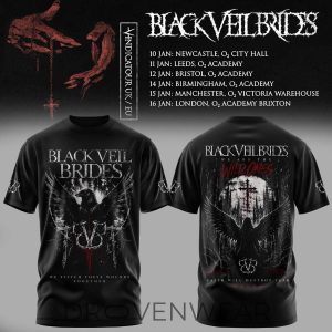 Black Veil Brides UK Tour 2026 Limited Edition TShirt V2 by Drovenwear.com