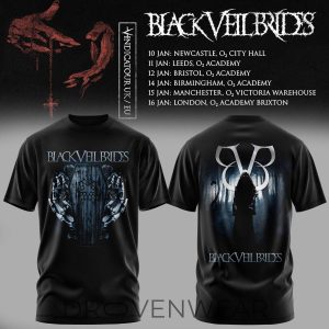 Black Veil Brides UK Tour 2026 Limited Edition TShirt V4 by Drovenwear.com