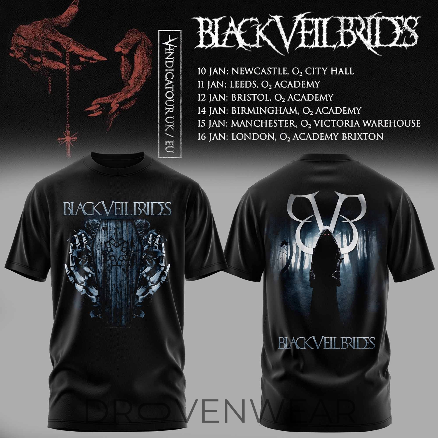 Black Veil Brides UK Tour 2026 Limited Edition T-Shirt V4 Black Veil Brides UK Tour 2026 Limited Edition T-Shirt V4